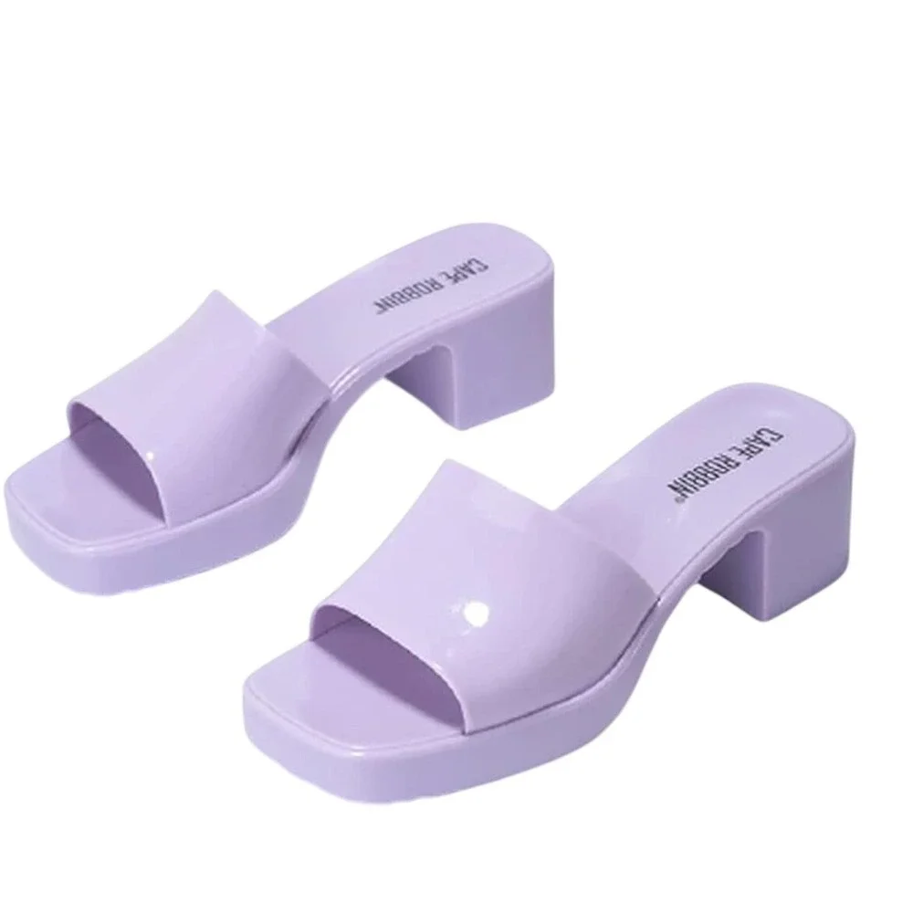 Cape Robbin Purple Jelly Chunky Block Heel Sandals Women's Size 9